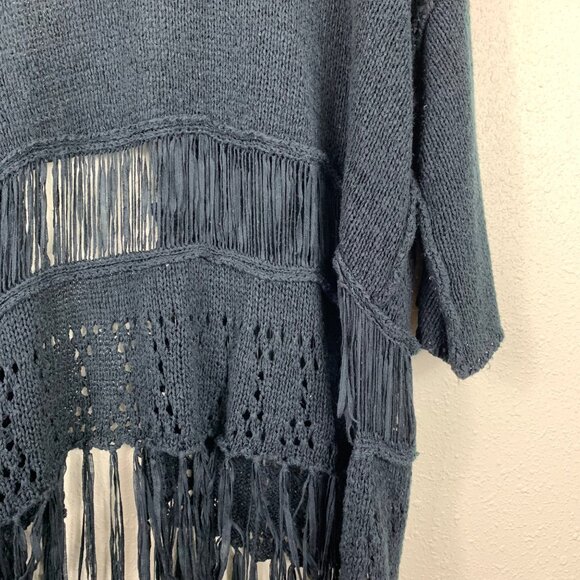 Easel Women’s Black Boho Fringe Whimsigoth Open Cardigan Size S/M - Picture 6 of 7